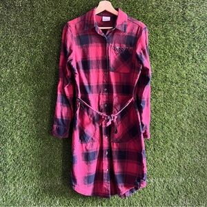 Columbia Plaid Flannel Long Sleeve Shirt Dress